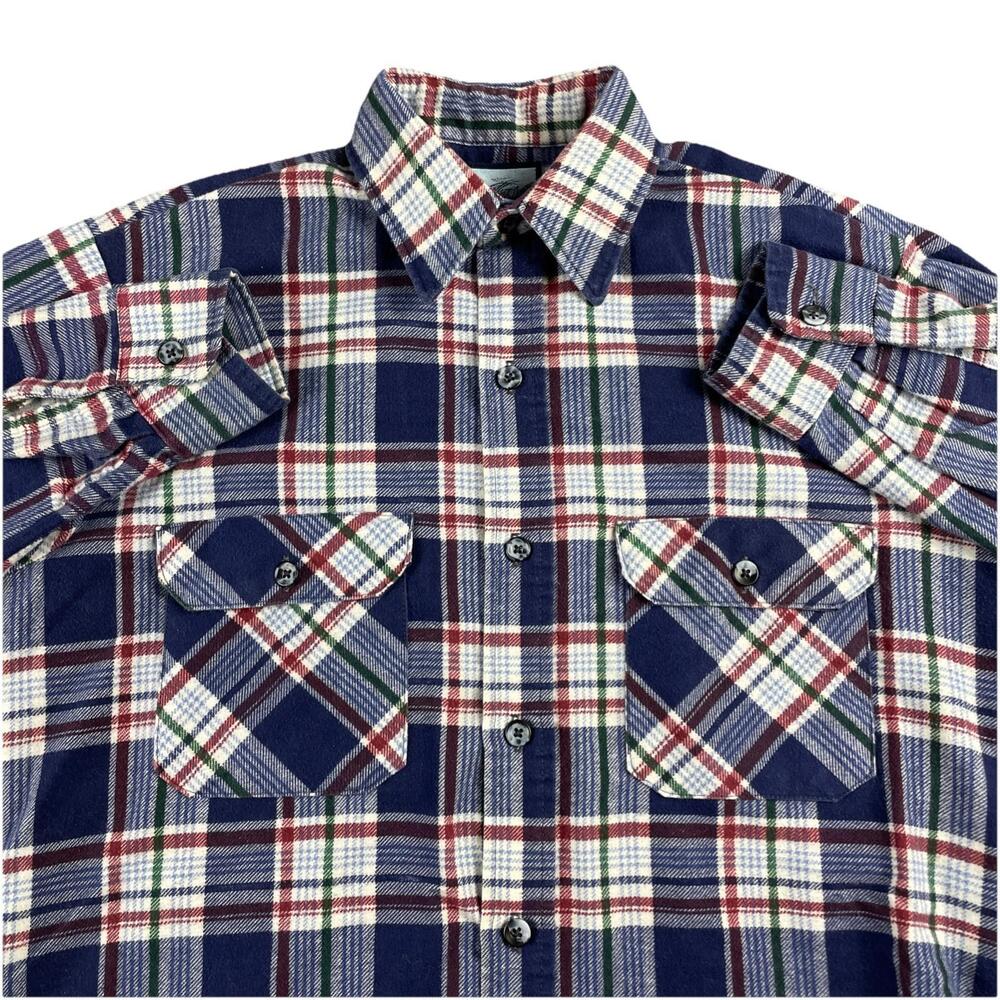 Vintage Field Master USA Made Cotton Blend Flannel Perm-A Prest Plaid Medium